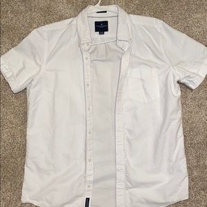 American eagle men's white short sleeve button up